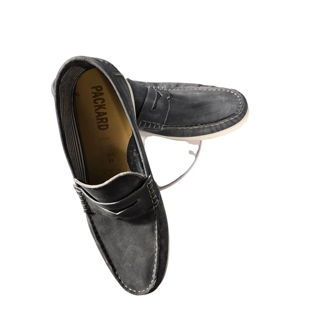 Packard‎ Mens Blue Leather Penny Loafers Made in Italy Size 45 Slip On Shoes